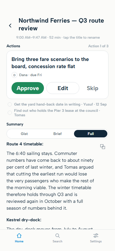 Wallaby Full notes screen